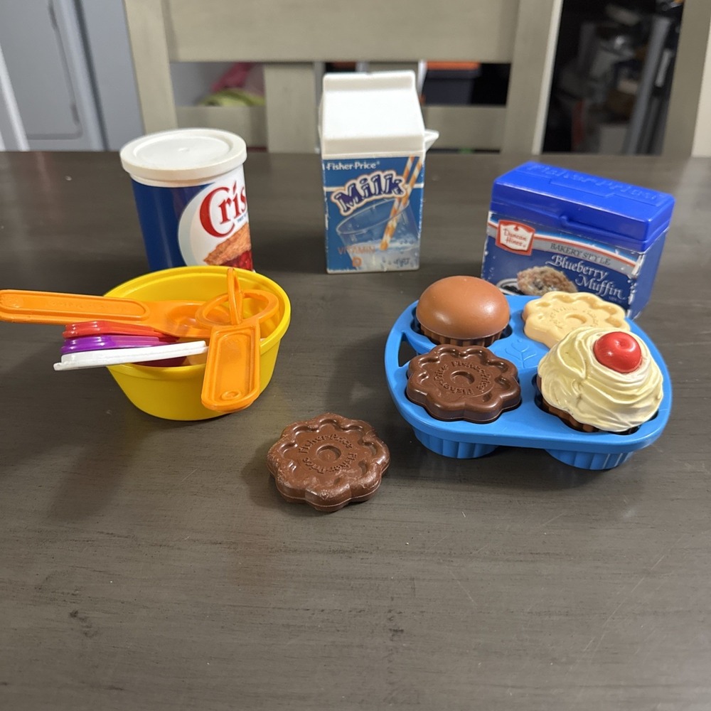 Fisher‎ Price Playset Fun With Baking Food #6502 Crisco Spatula Whisk Muffin Mix